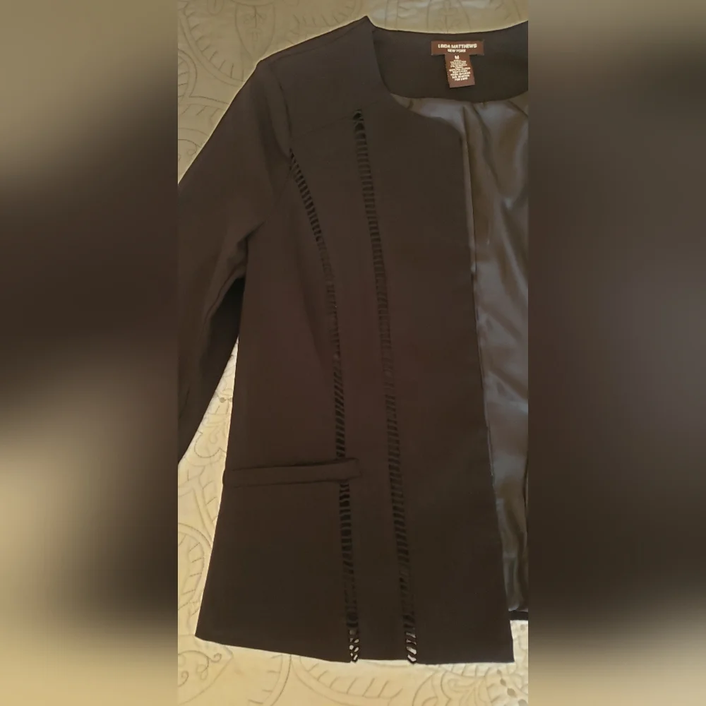 Linda Matthews New York Black Blazer - Picture 10 of 11